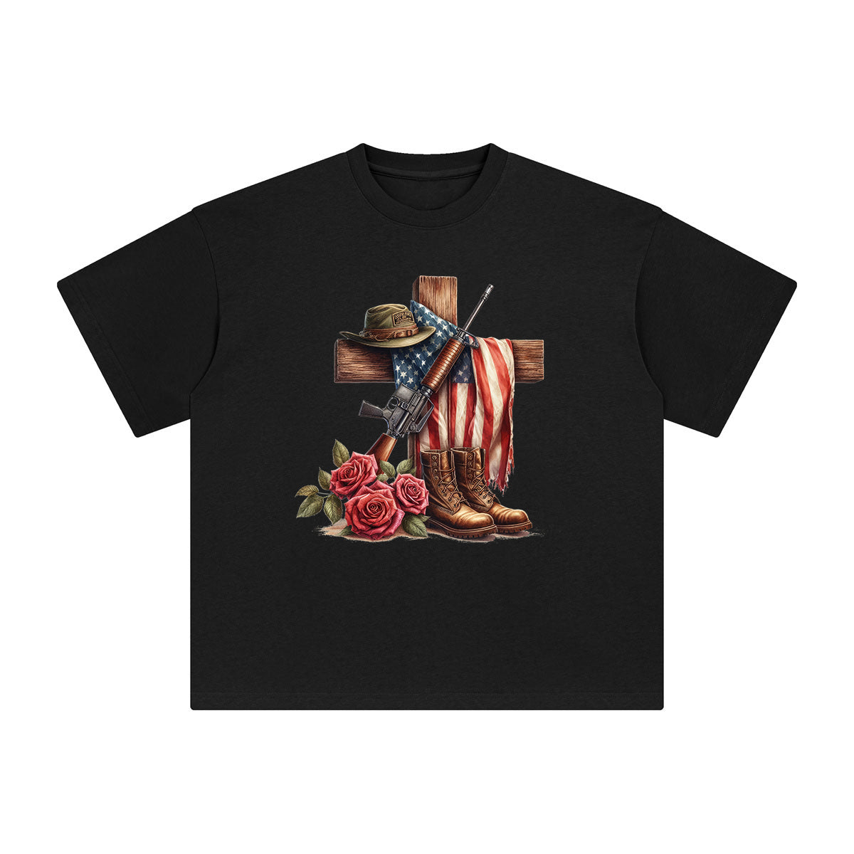 Memorial Day Cross Graphic Tee-INNBLAC Fashion Apparel