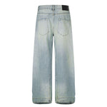 Vintage Blue Lightning Design Relaxed Denim Jeans