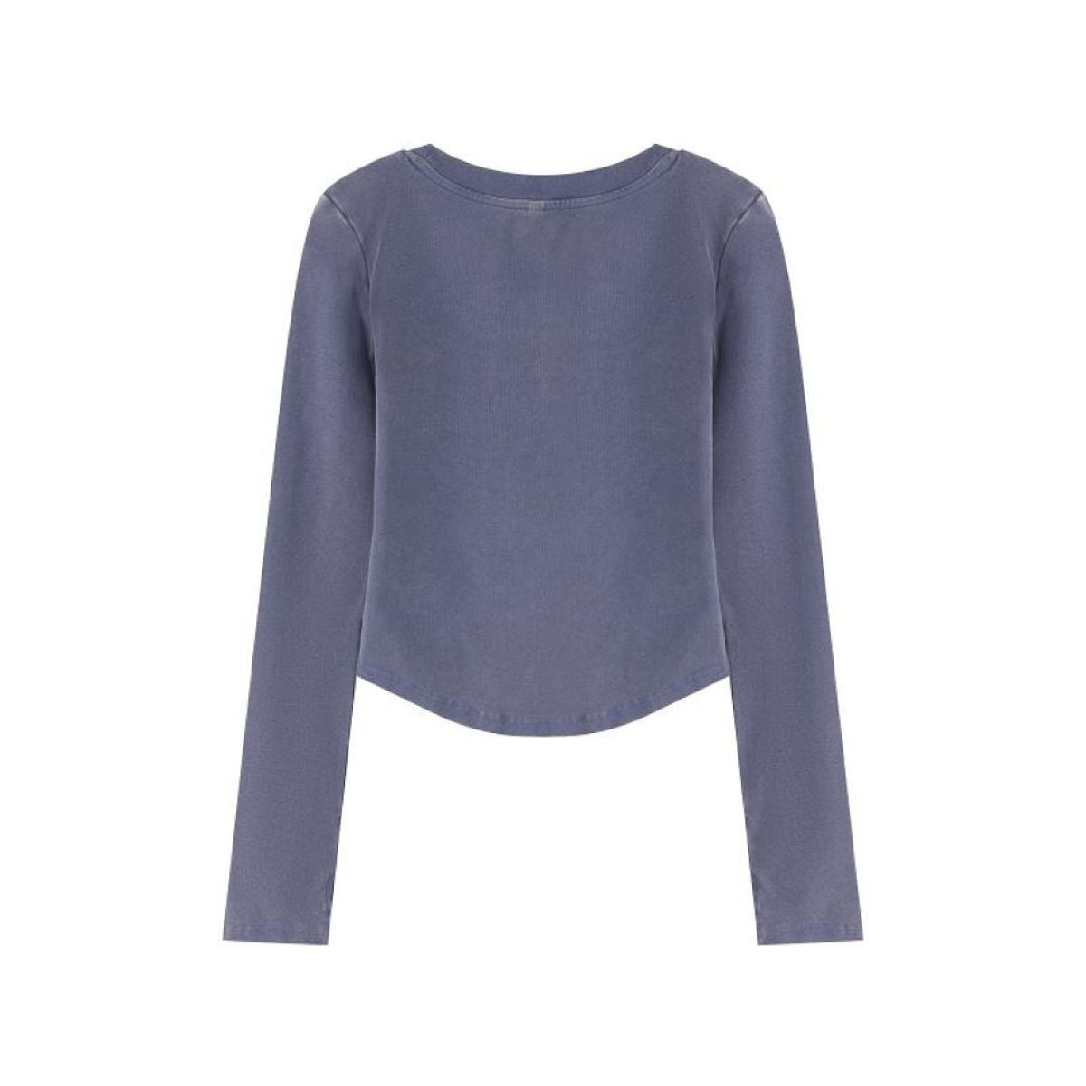 Women's Cotton Snow Wash U Neck Long Sleeve Cropped T-Shirt
