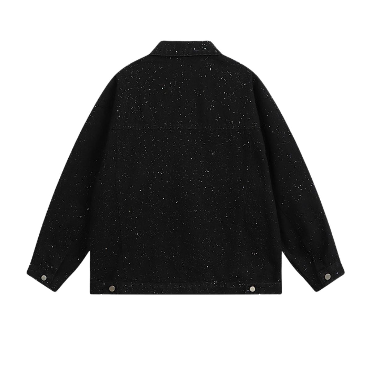 American Style Distressed Sequined Design Casual Loose Denim Jacket