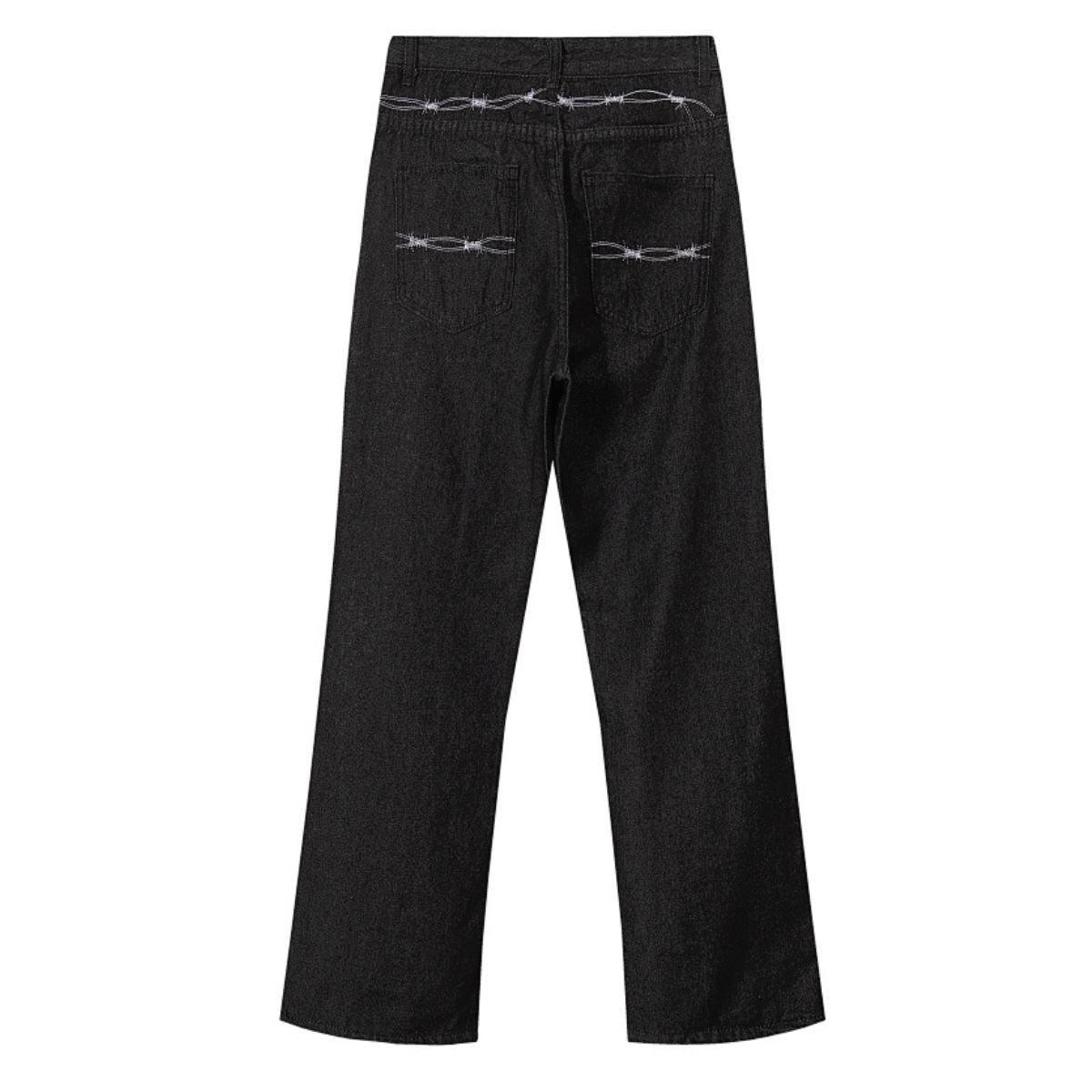 Barbed Wire Embroidered Bootcut Jeans