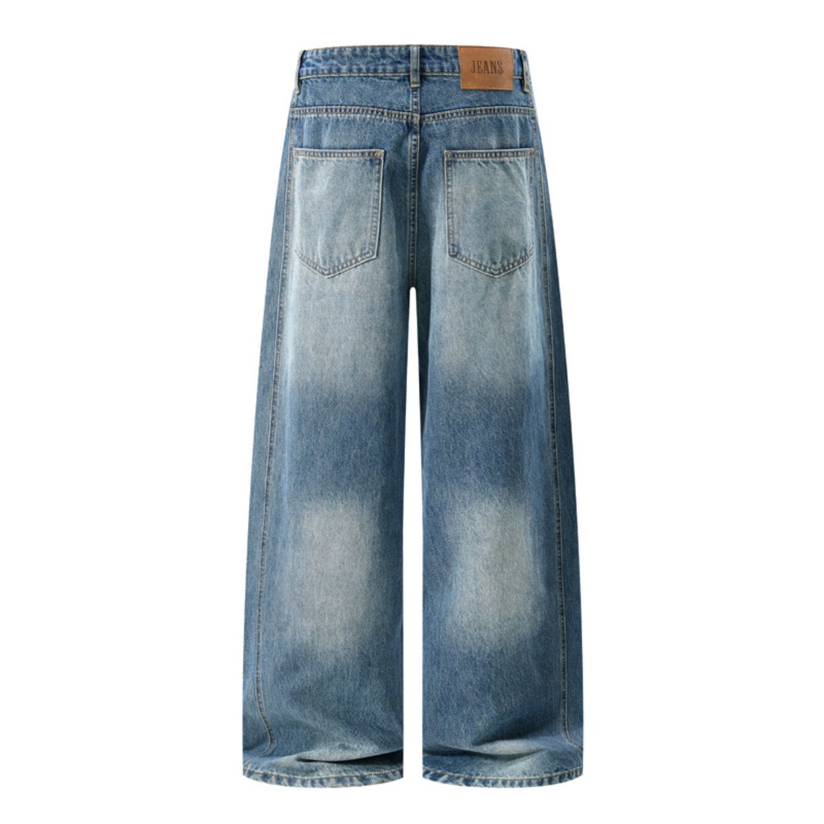 Vintage Blue Wide‑Leg Jeans With Side Pleat Details