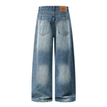 Vintage Blue Wide‑Leg Jeans With Side Pleat Details