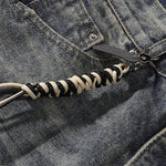 Decorative Rope Dark Wash Vintage Wide Leg Jeans