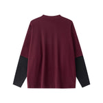 Velour Mock Layered Raglan Sleeve Top
