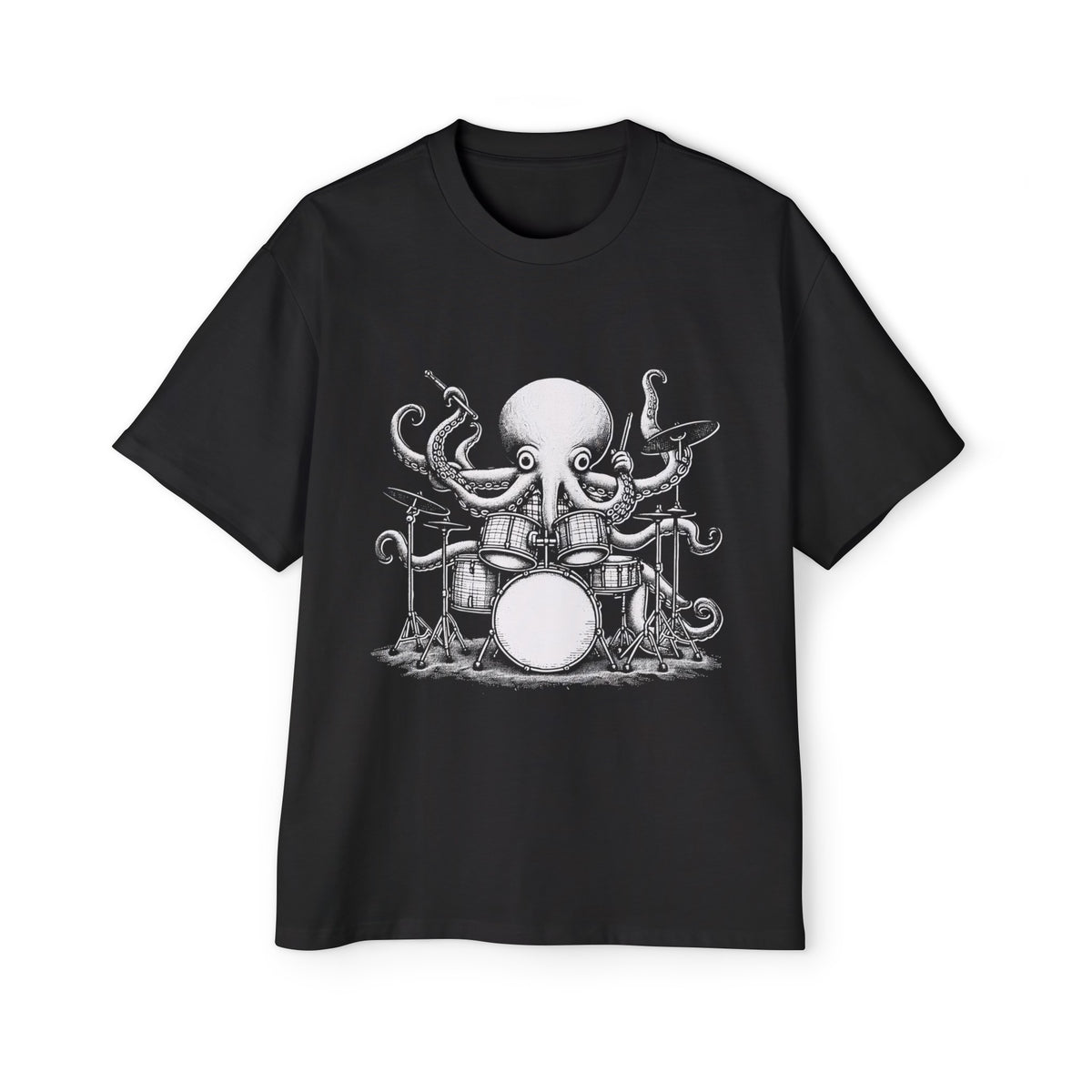 Octopus Playing Drums Graphic Tee-INNBLAC Fashion Apparel