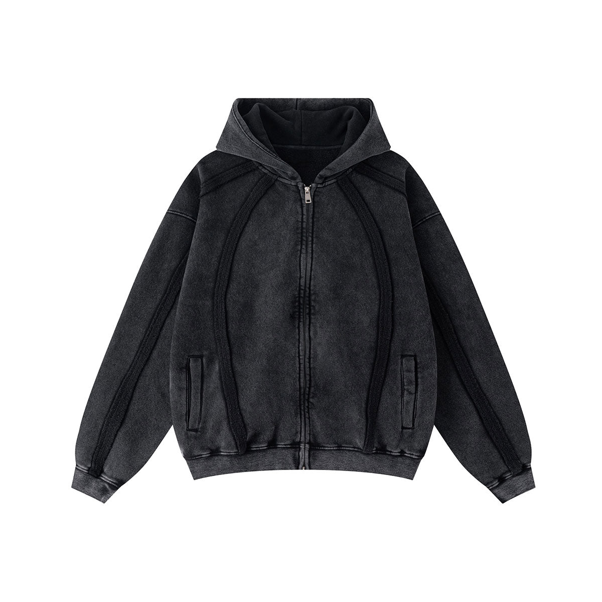 Double Slider Fleece Deconstructed Hoodie