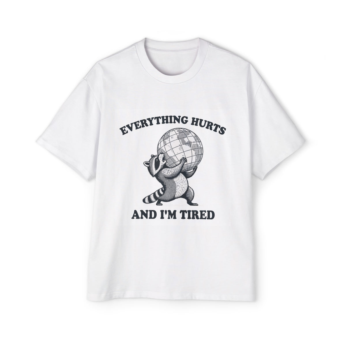 Raccoon Lifting Heavy Globe Graphic Tee-INNBLAC Fashion Apparel