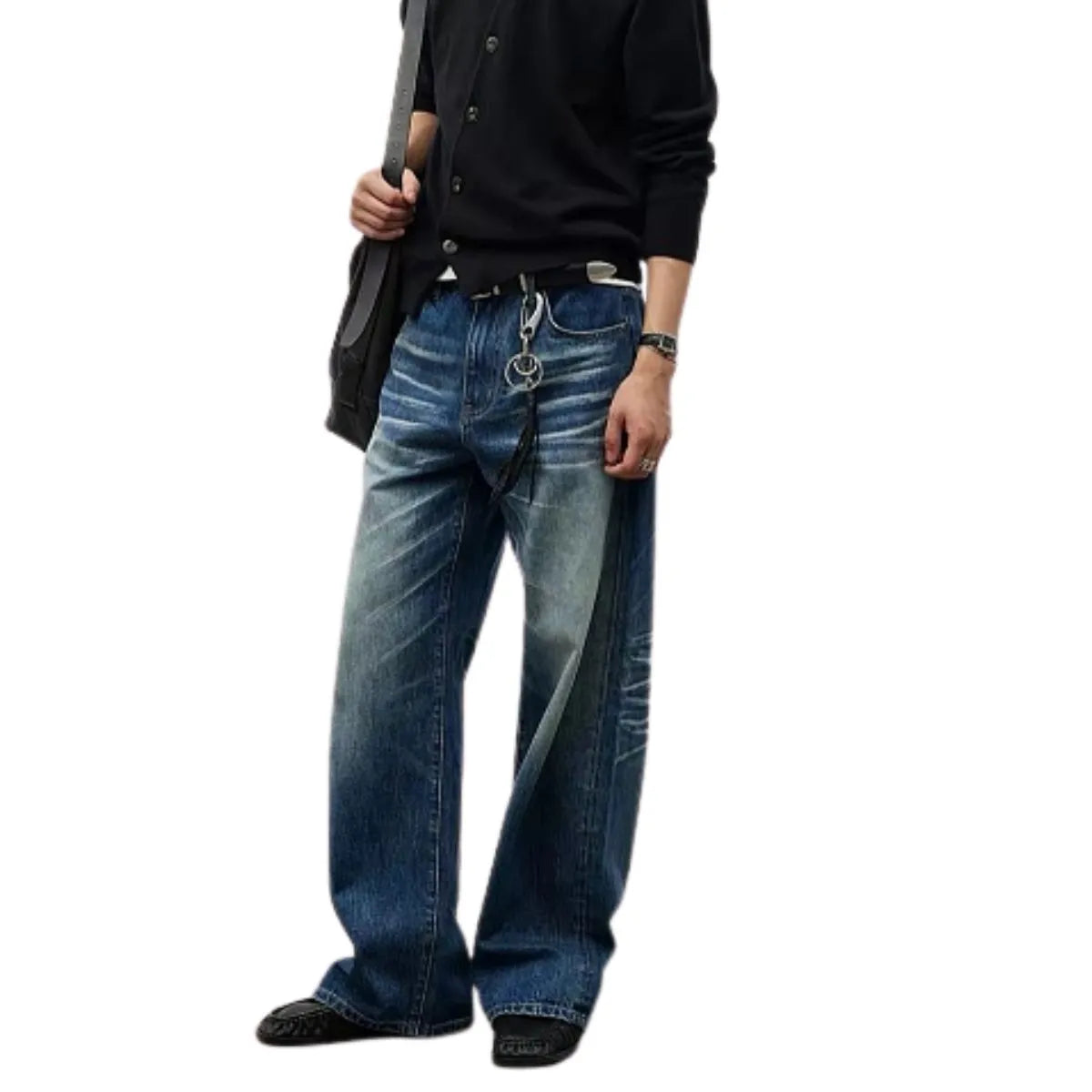 Vintage Whiskered Straight-Leg Denim Jeans