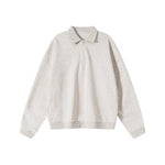 Relaxed Fit Solid Color Polo Neck Sweatshirt