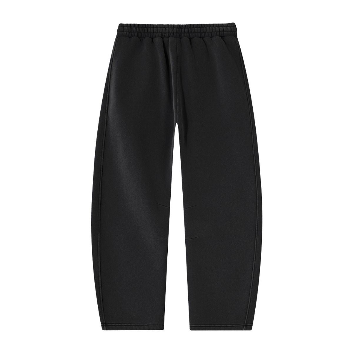 Vintage Washed Fleece‑Lined Elastic Waist Curved Leg Pants