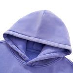 Vintage Washed Distressed Curved‑Sleeve Fleece‑Lined Hoodie