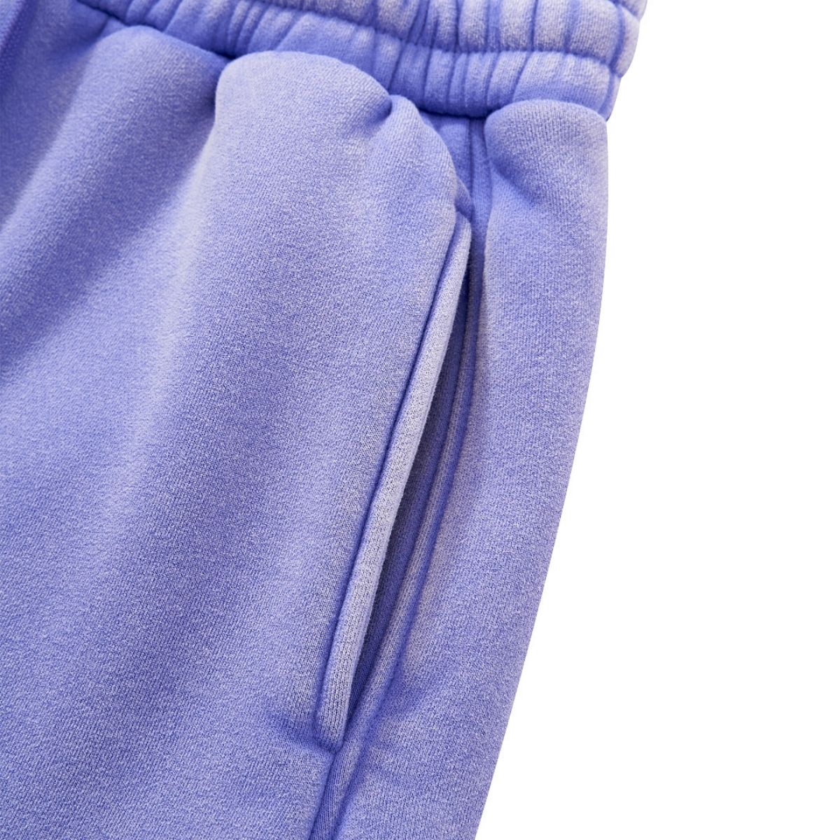Vintage Washed Fleece‑Lined Elastic Waist Curved Leg Pants