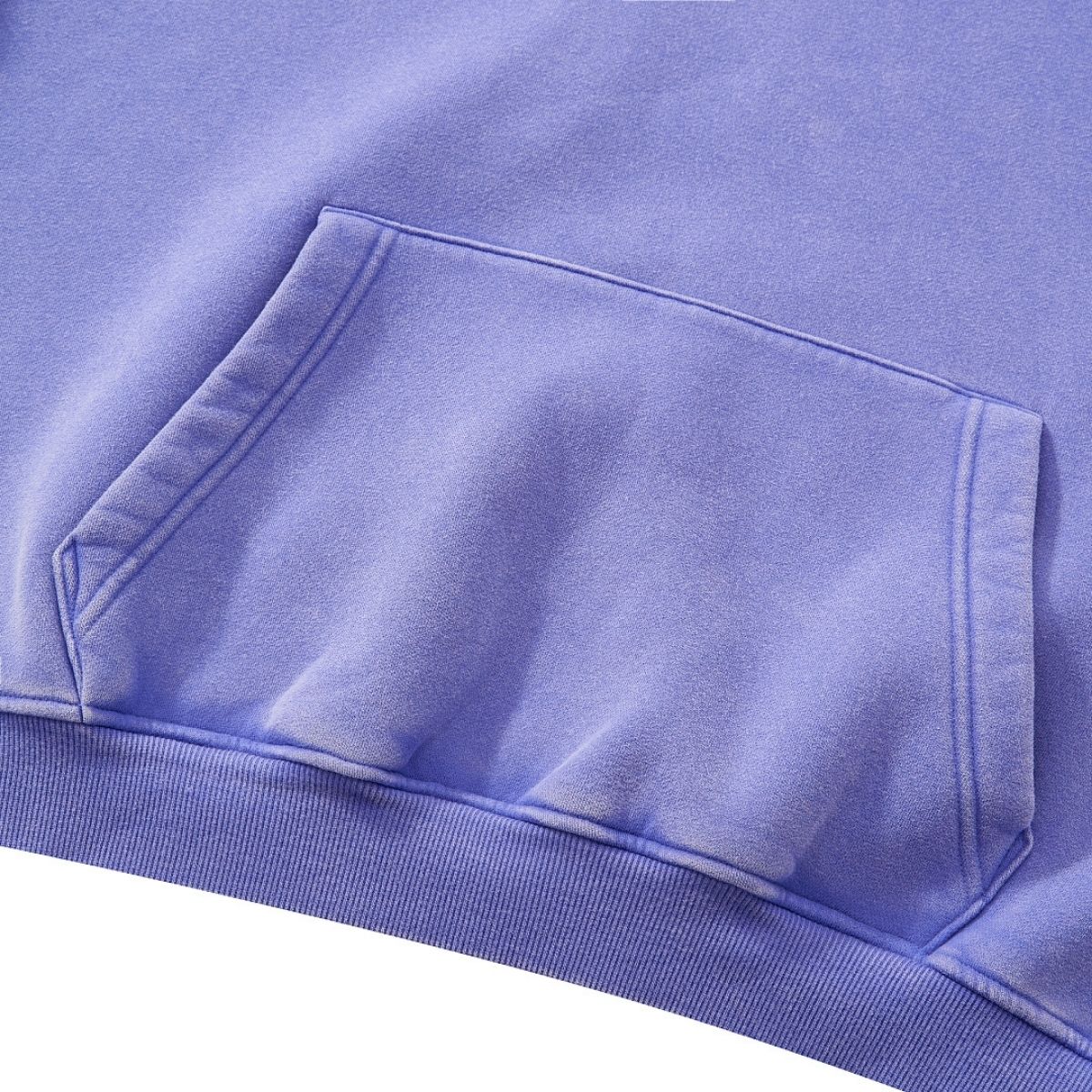 Vintage Washed Distressed Curved‑Sleeve Fleece‑Lined Hoodie