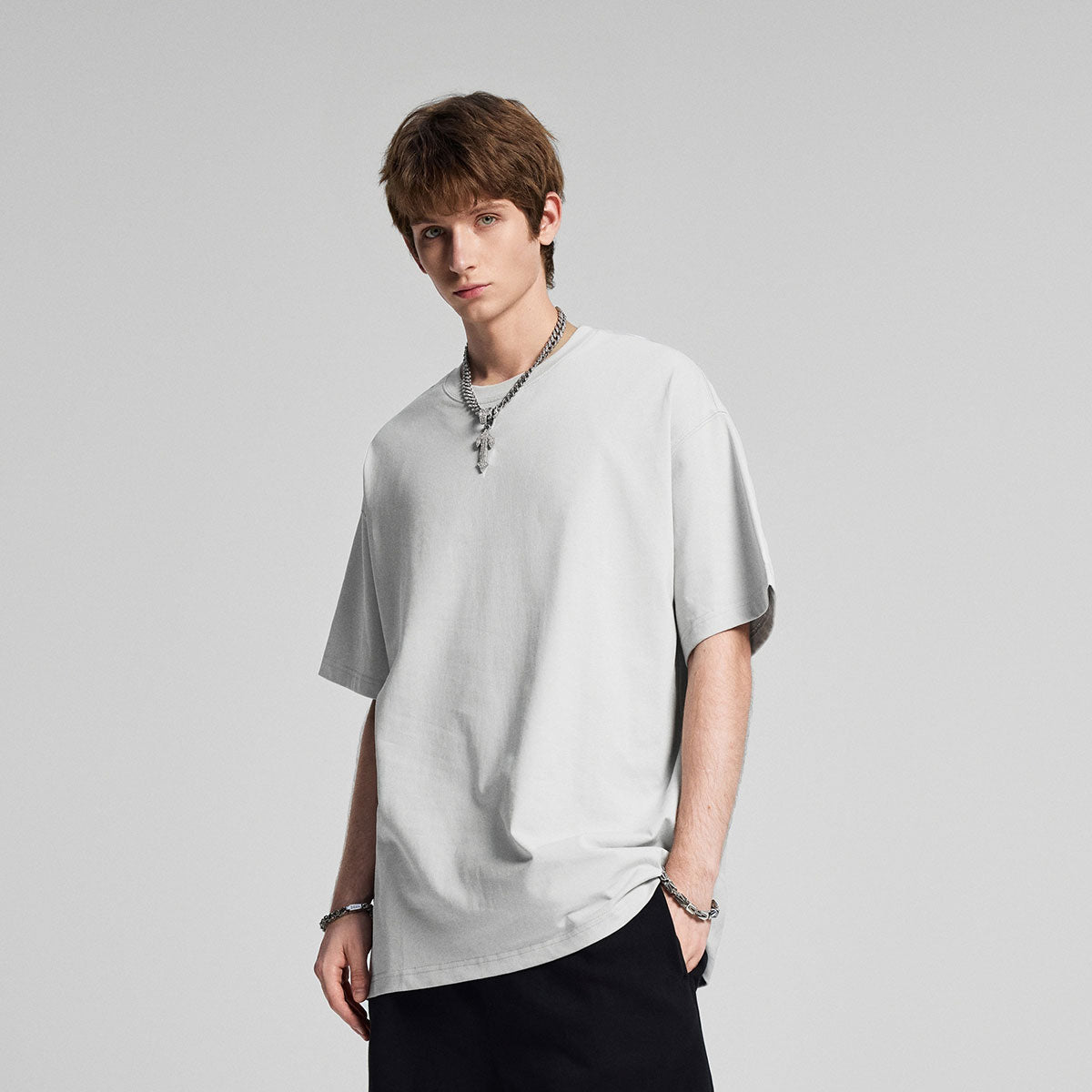 Relaxed Fit Boxy Solid Color Minimal Tee