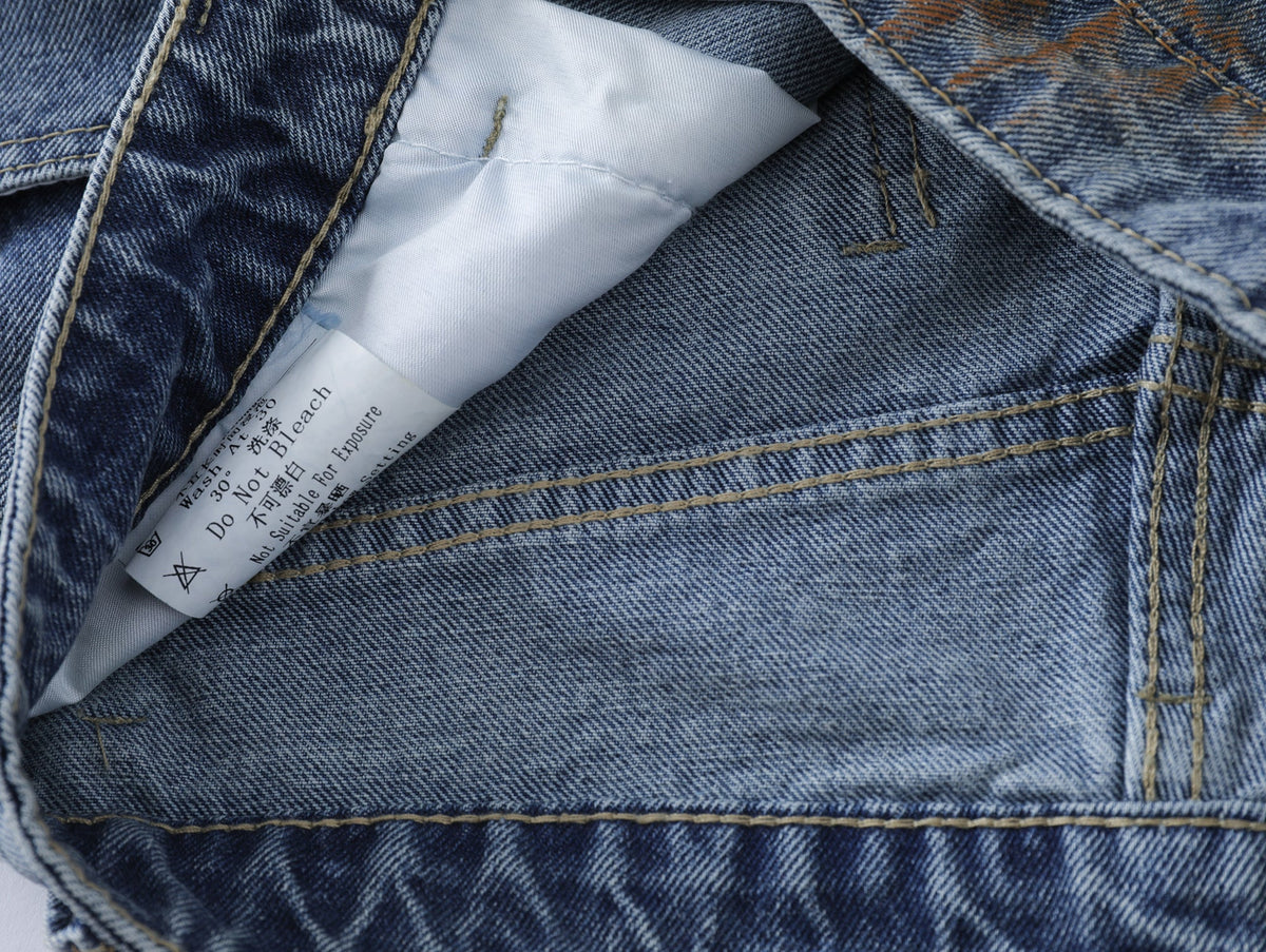 Retro Painted Barrel-Leg Denim Pants