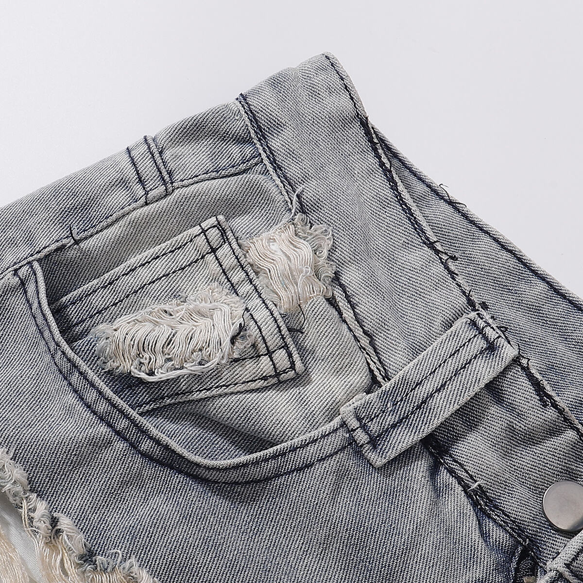 Heavily Distressed Vintage Wash Baggy Jeans