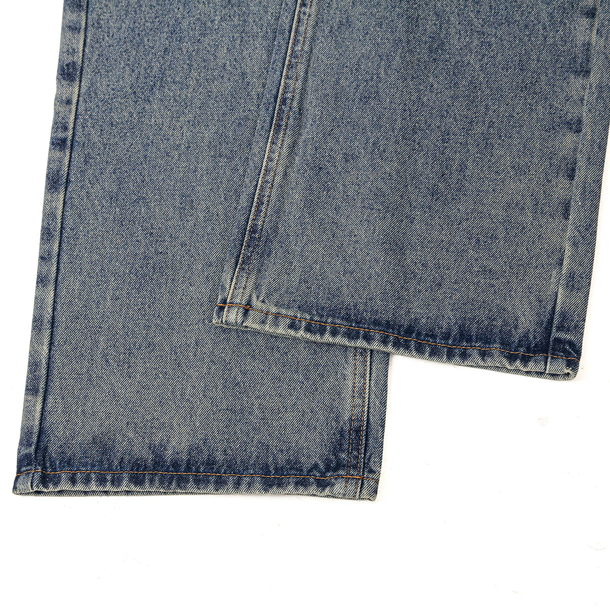 Faded Blue Vintage-Sanded Wide-Leg Jeans