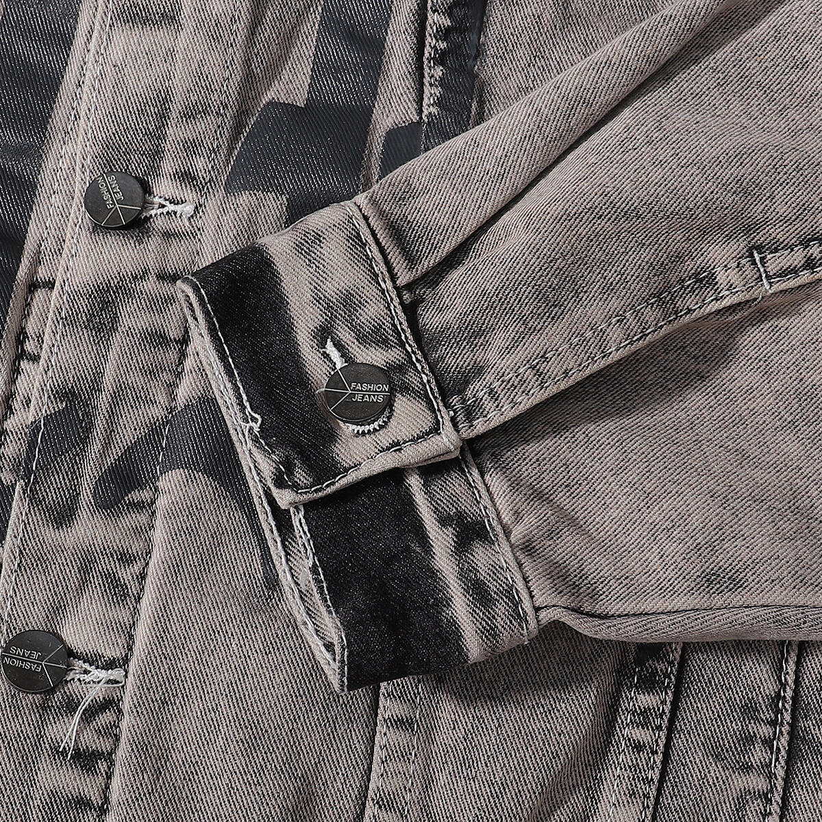 "BODY" Graphic Distressed Denim Jacket