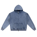 Double Slider Zip Knit Denim Hoodie