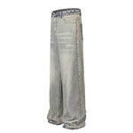 Light Wash Faded Wide-Leg Denim Pants