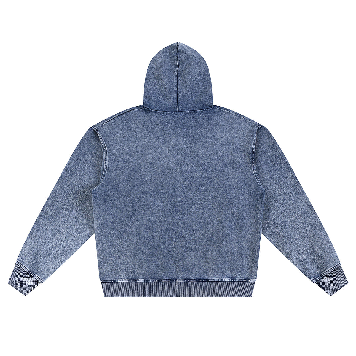 Double Slider Zip Knit Denim Hoodie