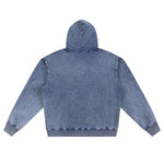 Double Slider Zip Knit Denim Hoodie