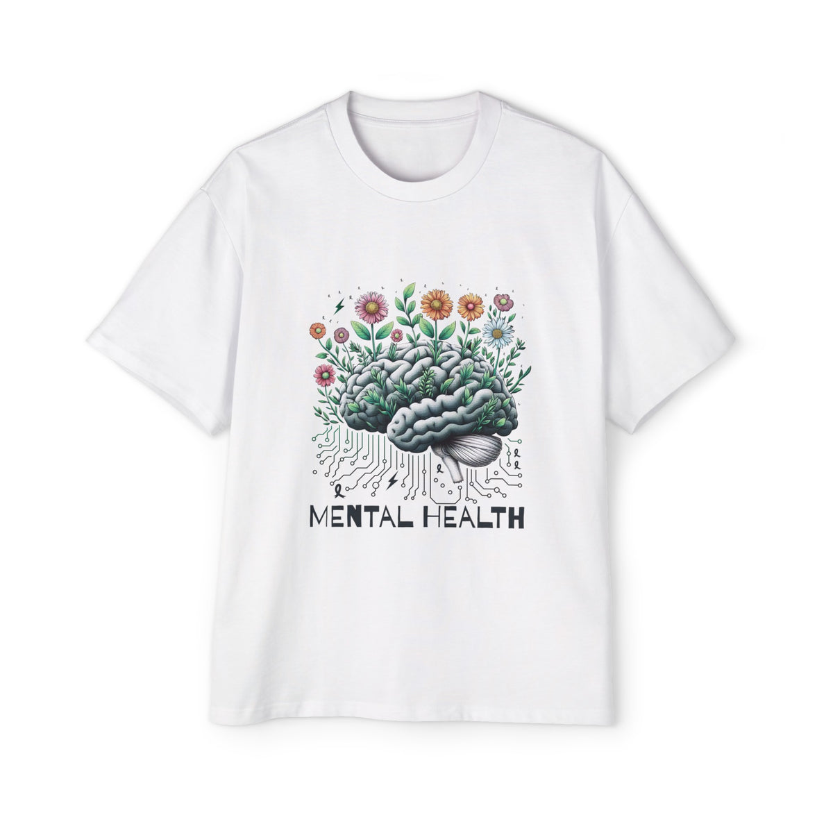 Human Brain Flowers Graphic Tee-INNBLAC Fashion Apparel