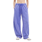Vintage Washed Fleece‑Lined Elastic Waist Curved Leg Pants