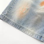 Rust-Dyed Ripped Bermuda Shorts