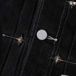 Abstract White Embroidery Denim Jacket