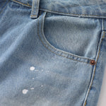 Light Blue Ripped Wide-Leg Jeans