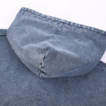 Double Slider Zip Knit Denim Hoodie