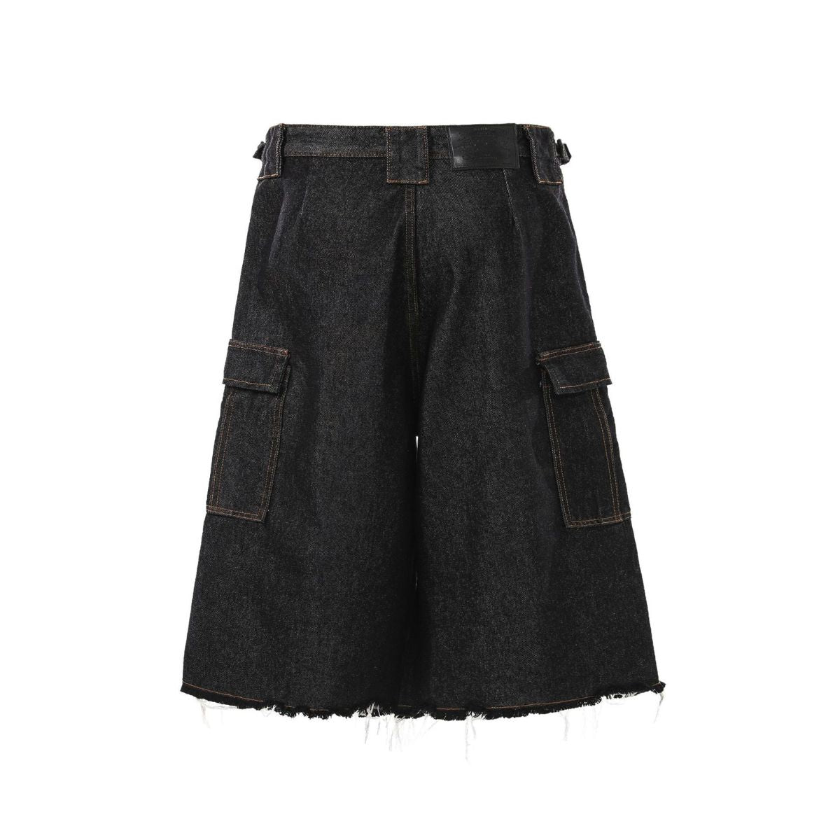 Raw Indigo Multi-Pocket Layered Denim Bermuda Shorts