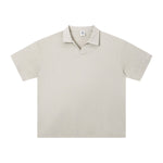 Retro Boxy Wool Blend Seagull Collar Polo Shirt