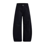 Pantalones de algodón con pierna ancha y color liso