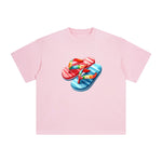 Couple Beach Slippers Comic Graphic Tee-INNBLAC Fashion Apparel