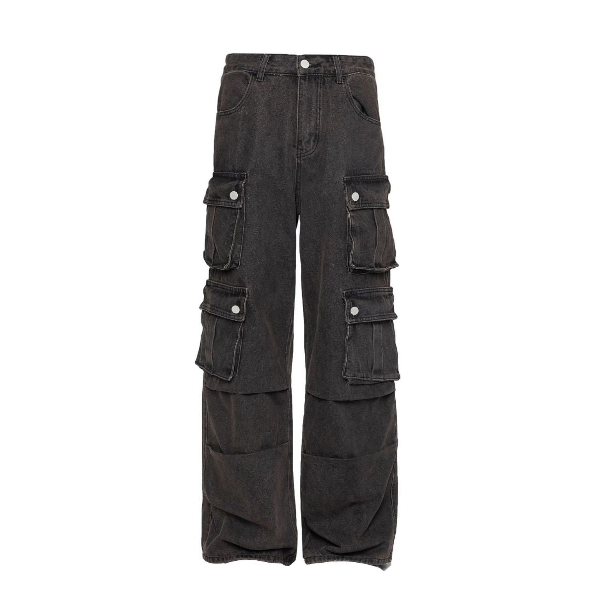 Vintage Washed Multi-Pocket Loose Cargo Jeans