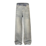 Light Wash Faded Wide-Leg Denim Pants