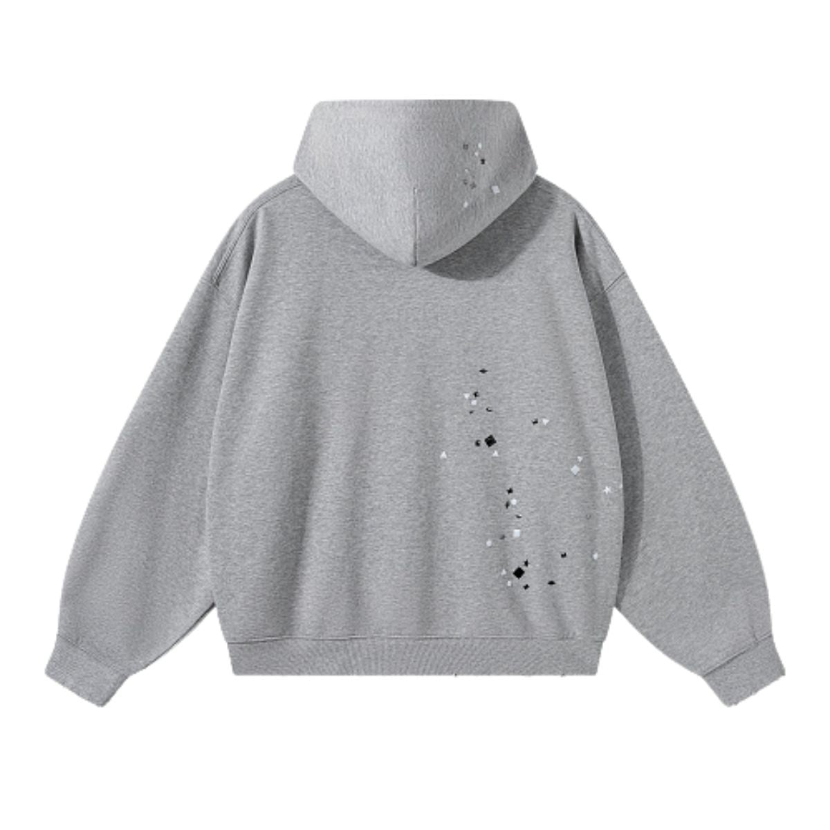 Retro Punk Metal Heat Transfer Patch Rivet Boxy Cut Hooded Sweatshirt