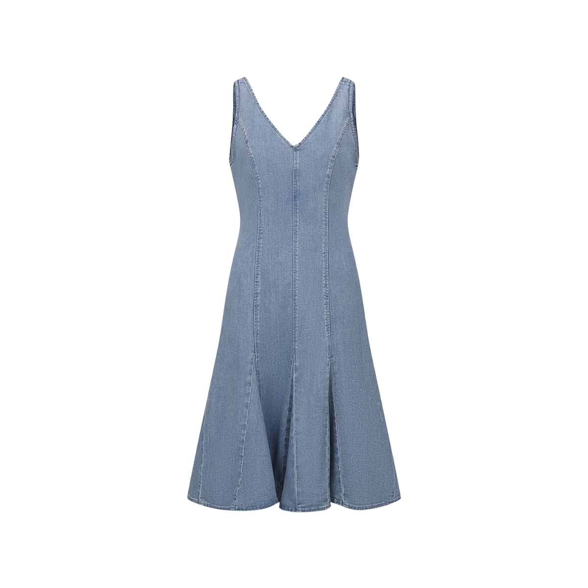 Light Wash V-Neck A-Line Denim Dress