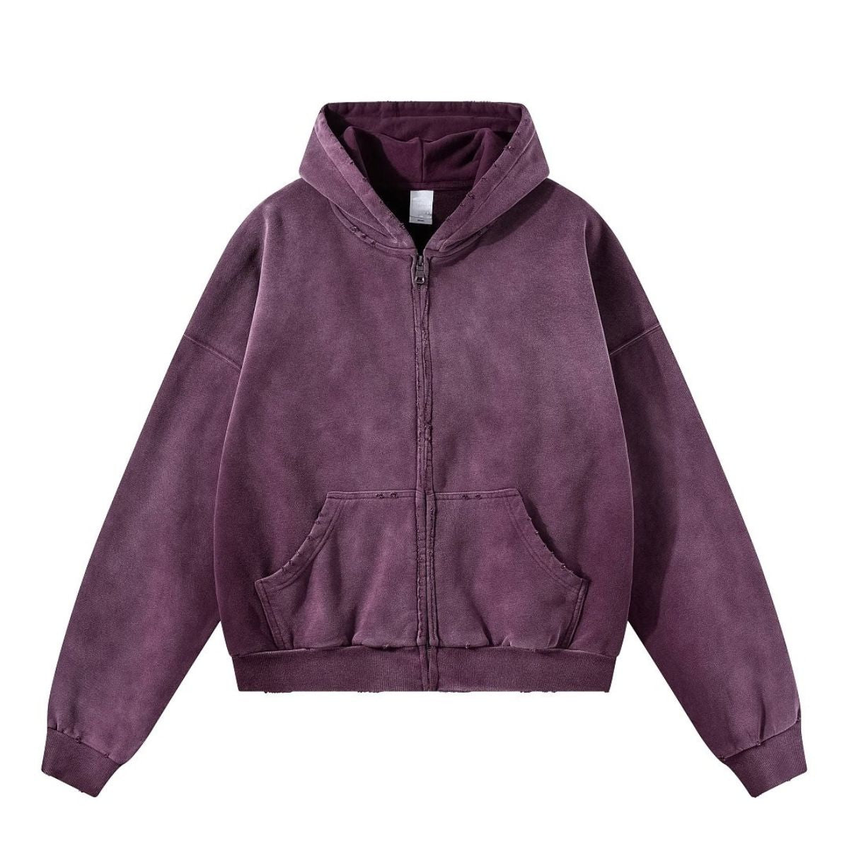 Monkey Wash Ripped Distressed Cotton Pullover Hoodie