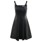 Strappy A-Line Washed Denim Mini Dress