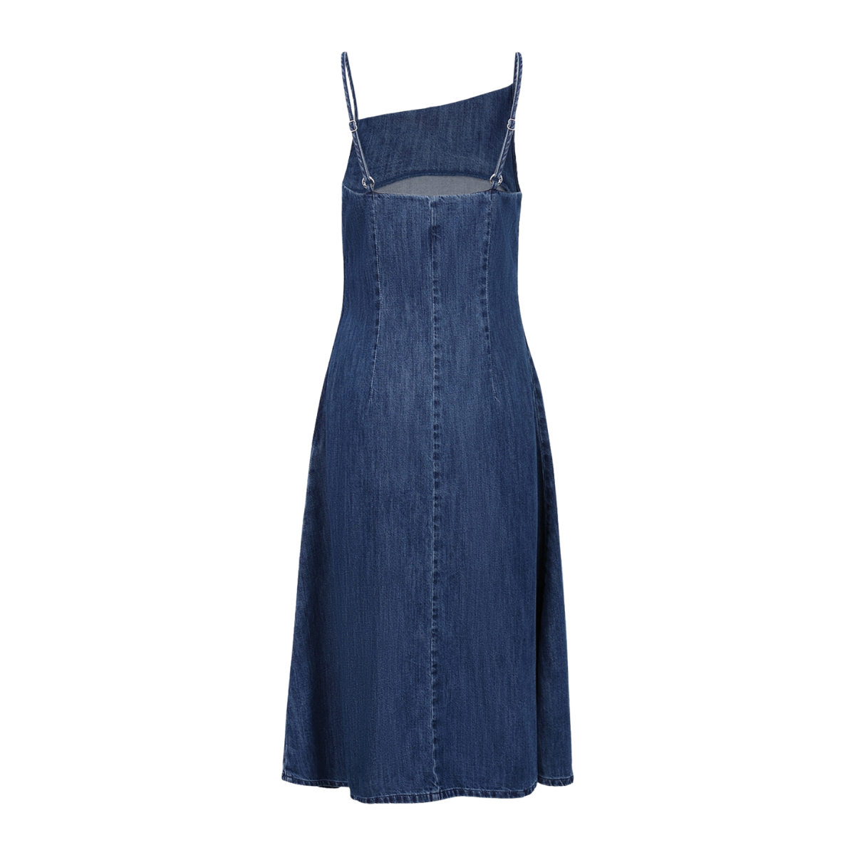 Asymmetrical Neckline A-Line Denim Dress