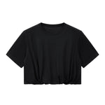 Double-Layer Bubble-Hem Cropped Streetwear Tee