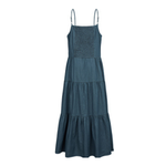 Spaghetti Strap Tiered Denim Midi Dress