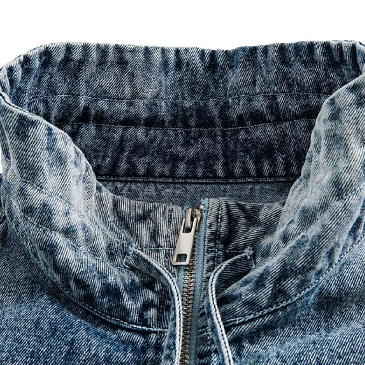 Heavyweight American Washed Distressed Denim Jacket with Flouncing