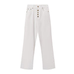 Button Fly Wide Leg Denim Jeans