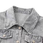 Short-Sleeve Boxy Cropped Denim Jacket