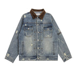 Street Distressed Patchwork Vintage Denim Jacket
